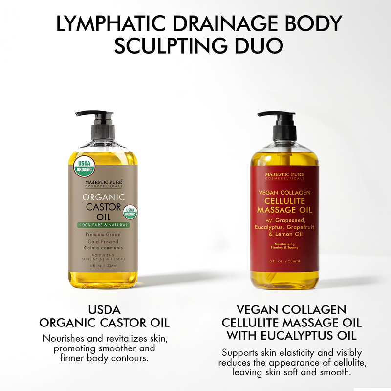
  
    Vegan Collagen Cellulite Oil & Castor Oil — Body Sculpting and Circulation Support — Majestic Pure
  
