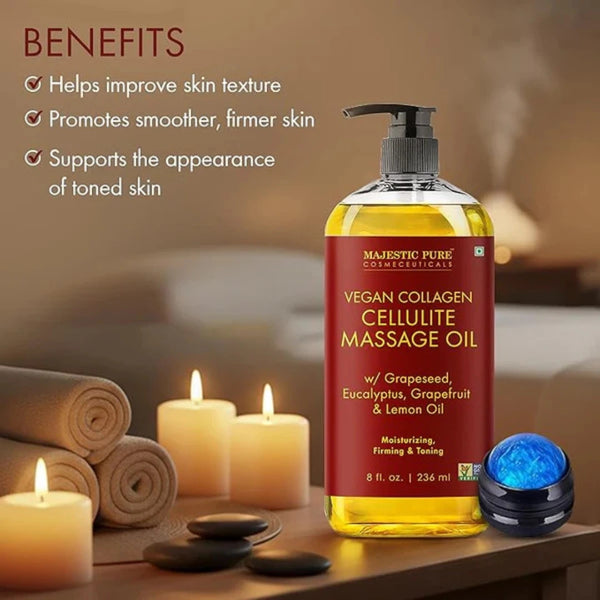 
  
    Vegan Collagen Cellulite Massage Oil with Eucalyptus Oil | 8 fl oz (with roller)
  
