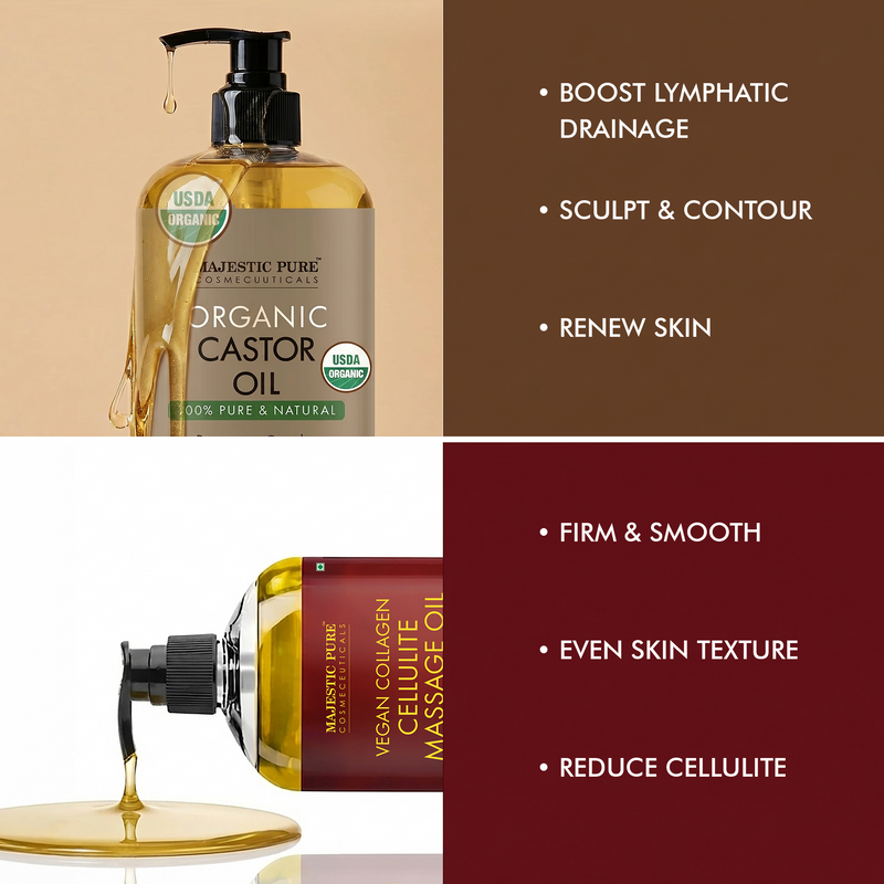 
  
    Vegan Collagen Cellulite Oil & Castor Oil — Body Sculpting and Circulation Support — Majestic Pure
  
