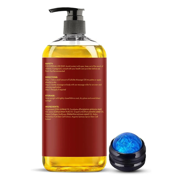 
  
    Vegan Collagen Cellulite Massage Oil with Eucalyptus Oil | 8 fl oz (with roller)
  

