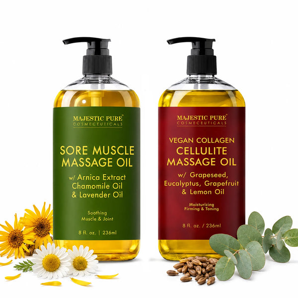 Sore Muscle Massage Oil & Vegan Collagen Cellulite Massage Oil
