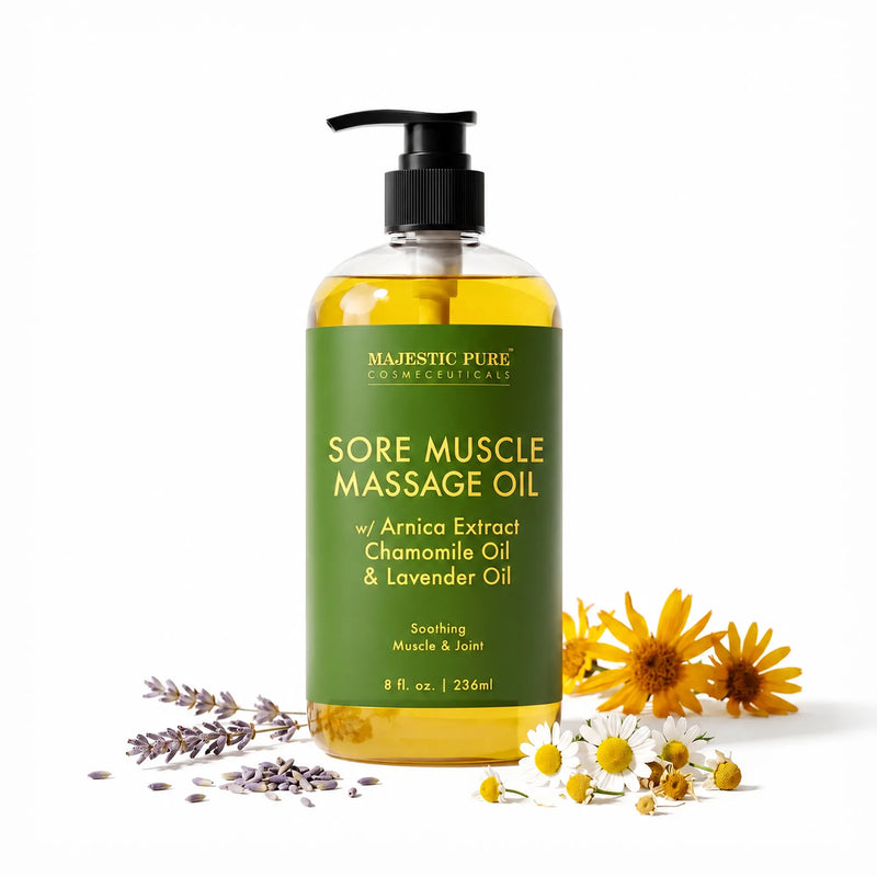 Sore Muscle Massage Oil with Lavender and Chamomile Essential Oils | 8 fl oz